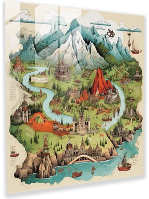 Painted Anarchy Anadolu Haritası Cam Baskı - Anadolu, Girift Detaylar, Modern Sanat, Ev Dekorasyonu, 30X30