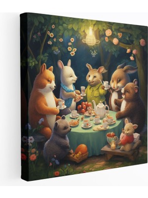 Painted Anarchy Kreş Kanvas Tablo: Hayvanlar Çay Partisi - Kreş, Duvar Sanatı, Kreş, Çay Partisi, 30X30