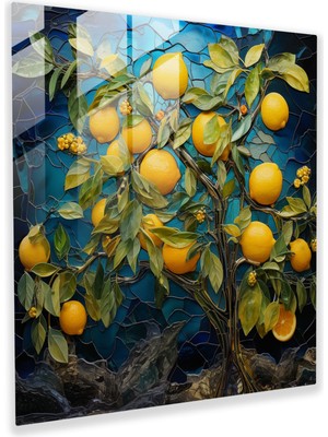 Painted Anarchy Limon Ağacı Cam Baskı - Cam Parçalarından Kolaj - Limon Ağacı, Cam Duvar Sanatı, Kolaj, Dokular, 30X30