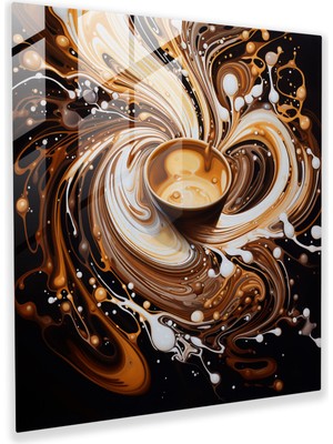 Painted Anarchy Kahve Soyut Yağlıboya Tablo Cam Baskı - Kahve, Kahve Sanatı, Duvar Dekorasyonu, Ev Dekorasyonu, 30X30