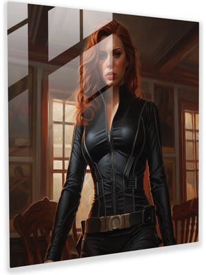 Painted Anarchy Marvel Black Widow Fotogerçekçi Cam Baskı - Marvel, Cam Duvar Sanatı, Ev Dekorasyonu, Modern Sanat, 30X30