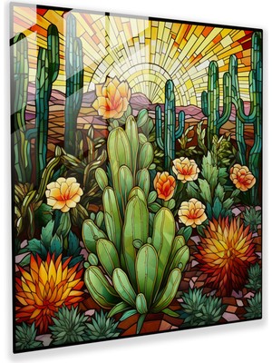 Painted Anarchy Vitray Kaktüs Baskı - Kaktüs, Cam Baskı, Kaktüs, Karmaşık Desenler, 30X30