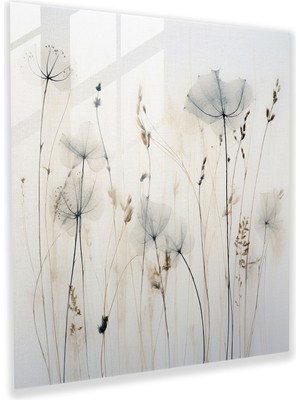 Painted Anarchy Silhouette Blooms Kuru Çiçek Cam Duvar Tablosu - Kuru Çiçek, Cam Duvar Sanatı, Cam Baskı, Siluetler, 30X30