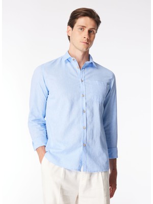 Sseinse Slim Fit Gömlek Yaka Mavi Erkek Gömlek CE925SS Gömlekmavi