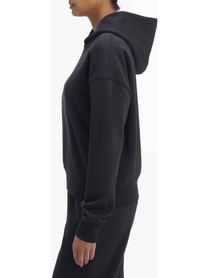 Calvin Klein Kapüşon Yaka Baskılı Siyah Kadın Sweatshırt Nano Logo Relaxed Hoodıe