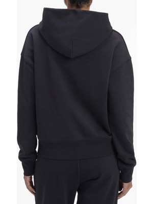 Calvin Klein Kapüşon Yaka Baskılı Siyah Kadın Sweatshırt Nano Logo Relaxed Hoodıe