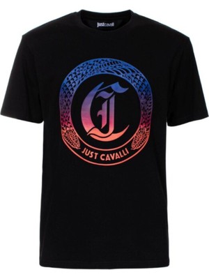 Just Cavalli Bisiklet Yaka Siyah Erkek T-Shirt 76OAHG04