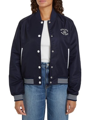 Tommy Hilfiger Standart Lacivert Kadın Ceket Non-Padded Varsıty Bomber Jacket