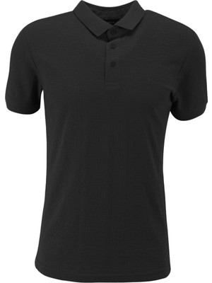 Fabrika Jakarlı Siyah Erkek Polo T-Shirt F4SM-TST 0939