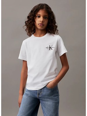 Calvin Klein Baskılı Beyaz Erkek Çocuk T-Shirt IU0IU00624YAF