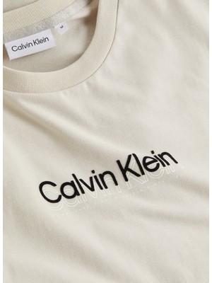 Calvin Klein Bisiklet Yaka Bej Erkek T-Shirt K10K113118ACE