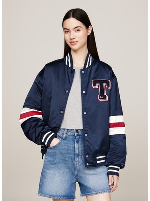 Tommy Jeans Standart Lacivert Kadın Ceket Tjw Letterman Satın Bomber