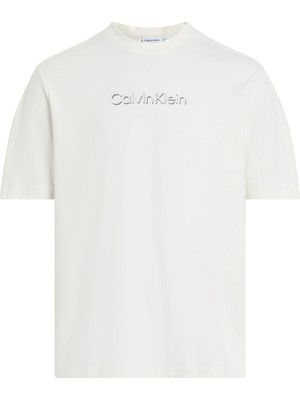 Calvin Klein Bisiklet Yaka Ekru Erkek T-Shirt K10K113105YAT