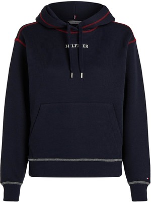 Tommy Hilfiger Kapüşon Yaka Nakışlı Lacivert Kadın Sweatshırt Mdrn Reg Gbl Stp Hoodıe