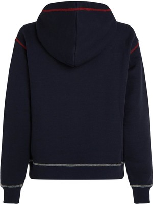 Tommy Hilfiger Kapüşon Yaka Nakışlı Lacivert Kadın Sweatshırt Mdrn Reg Gbl Stp Hoodıe