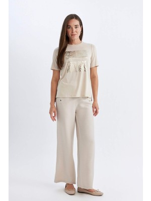 DeFacto Wide Leg Pantolon Geniş Bol Paça Basic Düz Düğmeli Cepli D1081AX24AU