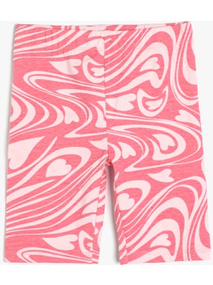 Koton Kısa Tayt Kalp Baskılı Beli Lastikli Pamuklu