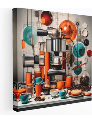 Painted Anarchy Modern Kahve Kolajı Kanvas Tablo - Kahve, Eklektik Kahve Kolajı, Kahve Duvar Dekorasyonu, Ev Dekorasyonu, 30X30