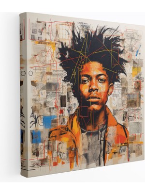 Painted Anarchy Basquiat Kanvas Tablo Tablo - Karalamalar Kolaj - Basquiat, Ev Dekorasyonu, Kolaj, Bilinç Akışı, 30X30