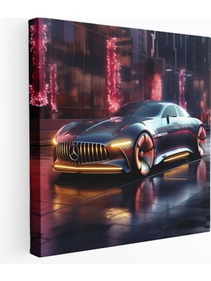 Painted Anarchy Mercedes Duvar Sanatı - Modern Dijital Illüstrasyon - Ev Dekorasyonu - Mercedes, Kanvas, Çağdaş Elegance, Fütüristik, 30 x 30 cm