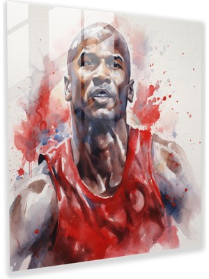 Painted Anarchy Michael Jordan Cam Baskı - Suluboya Portre - Micheal Jordan, Duvar Dekorasyonu, Modern Sanat, Zarafet, 30 x 30 cm