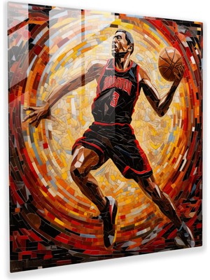 Painted Anarchy Michael Jordan Cam Baskı - Büyüleyici Mozaik Sanatı - Micheal Jordan, Finesse, Cam Duvar Sanatı, Ev Dekorasyonu, 30 x 30 cm
