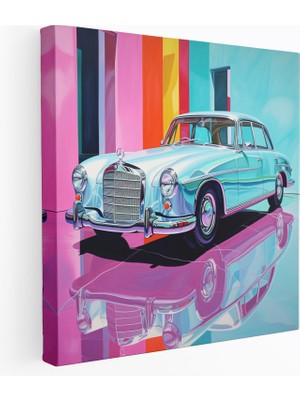 Painted Anarchy Mercedes Kanvas Tablo - Şık Gümüş Araba - Mercedes, Kanvas Tablo, Soyut Resim, Şık Gümüş Araba, 30 x 30 cm