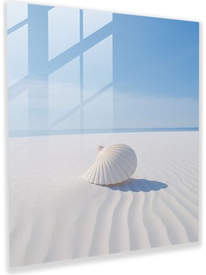 Painted Anarchy Minimalist Deniz Kabuğu Plaj Cam Baskı - Plaj, Ev Dekorasyonu, Cam Duvar Sanatı, Sakinlik, 30 x 30 cm