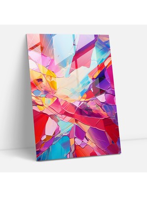 Painted Anarchy Cam Sanatsal Baskı - Renkli Soyut Parçalanmış Cam Duvar Dekorasyonu - Gerçekçi Cam Heykel, Cam Baskı, Parçalanmış Cam, Renkli, 30 x 45 cm