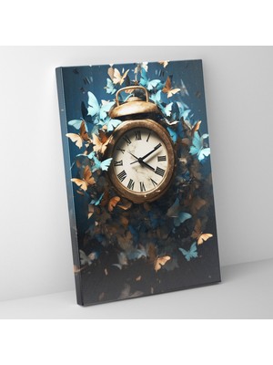 Painted Anarchy Origami Kelebekler Saat Kanvas Tablo - Origami, Kanvas Tablo, Kanvas Tablo, Dönüşüm, 30 x 50 cm