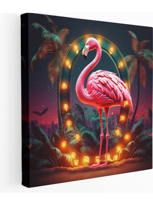 Painted Anarchy Funky Duvar Sanatı - Retro Neon Flamingo Kanvas Tablo - Funky, Duvar Sanatı, Kanvas Tablo, Ev Dekorasyonu, 30 x 30 cm