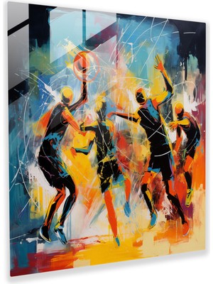 Painted Anarchy Nba Soyut Cam Baskı - Nba, Canlı Renkler, Modern Sanat, Cam Sanatı, 30 x 30 cm