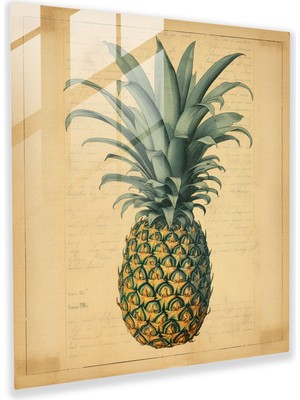 Painted Anarchy Vintage Ananas Retro Cam Baskı - Ananas, Retro'dan Esinlenen, Cam Duvar Sanatı, Ev Dekorasyonu, 30 x 30 cm