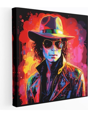 Michael Jackson Neon Işık Kanvas Tablo - Micheal Jackson, Siluet, Ev Dekorasyonu, Duvar Sanatı, 30X30