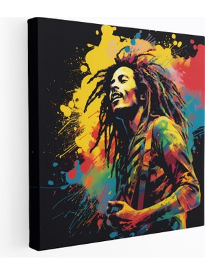 Painted Anarchy Bob Marley Duvar Tablosu - Reggae Patlaması Kanvas Tablo - Bob Marley, Duvar Dekorasyonu, Ev Dekorasyonu, Kanvas Tablo, 30 x 30 cm