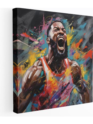 Painted Anarchy Nba Kanvas Tablo: Dinamik Oyun Enerjisi - Nba, Canlı Renkler, Heyecan, Oyun, 30 x 30 cm