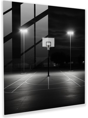Painted Anarchy Nba Sahası Siyah Beyaz Cam Baskı - Nba, Siyah Beyaz Fotoğraf, Ev Dekorasyonu, Cam Baskı, 30 x 30 cm