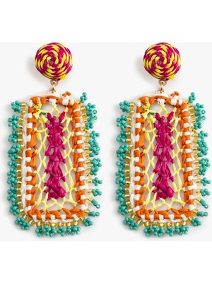 Koton Hasır Küpe Sallantılı Boncuk Detaylı Çok Renkli