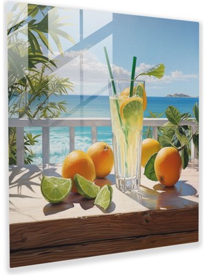 Painted Anarchy Tropikal Lokum Cam Baskı - Plaj, Natürmort Tablo, Modern Sanat, Duvar Dekorasyonu, 30 x 30 cm