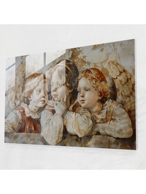 Painted Anarchy Michelangelo Cam Duvar Sanatı - Melek Figürleri - Michelangelo, Ev Dekorasyonu, Modern Sanat, Cam Duvar Sanatı, 45 x 30 cm