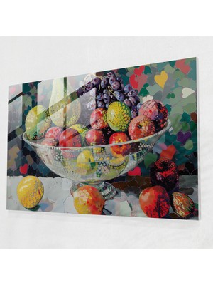 Painted Anarchy Pointillism Natürmort Cam Baskı - Pointilizm, Ev Dekorasyonu, Cam Duvar Sanatı, Cam Sanatı, 45 x 30 cm