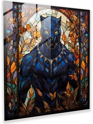 Painted Anarchy Vitray Panter Cam Baskı - Kara Panter, Cam Sanatı, Ev Dekorasyonu, Cam Duvar Sanatı, 30 x 30 cm