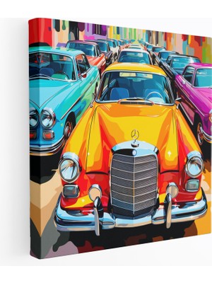 Painted Anarchy Mercedes Duvar Sanatı - Canlı Arabalar Kolajı - Mercedes, Kanvas Tablo, Pop Art Stili, Duvar Sanatı, 30X30