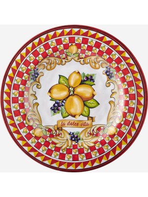 Chiara Alessi Capri Kırmızı Melamin Kahvaltı Tabağı 21,5 cm