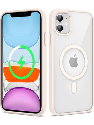 ZORE Apple iPhone 11 Uyumlu Magsafe Wireless Şarj Özellikli Silikon Ege Kapak-Pembe
