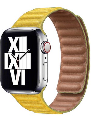 Casemax ​​​watch Ultra 49MM Kordon Uyumlu Krd-34 Deri Strap Kayış Zore - Sarı