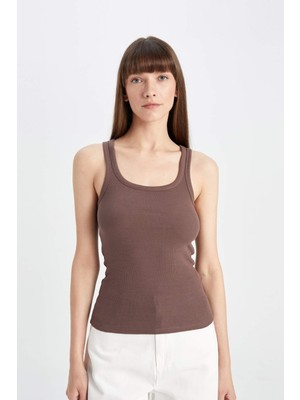 DeFacto Slim Fit Dar Kesim Basic Düz Yuvarlak Yaka Fitilli Kaşkorse Atlet A2366AX24AU