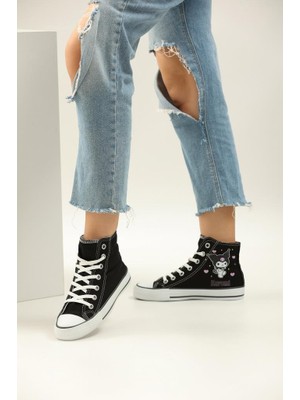 Ellaboni Kuromi Baskılı Siyah Bilekli Spor Ayakkabı Sneakers