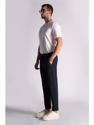 Home Store Beli Yarım Lastikli Slim Fit Chino Crop Pantalon Lacivert