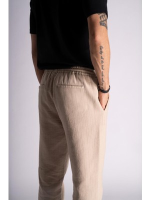 Home Store Pamuk Comfort Fit Jogger Bel Pantolon  Bej